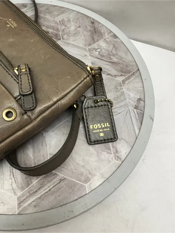 Fossil Issue No. 1954 Brown Leather Crossbody Bag Grommet Studded Purse - Image 5