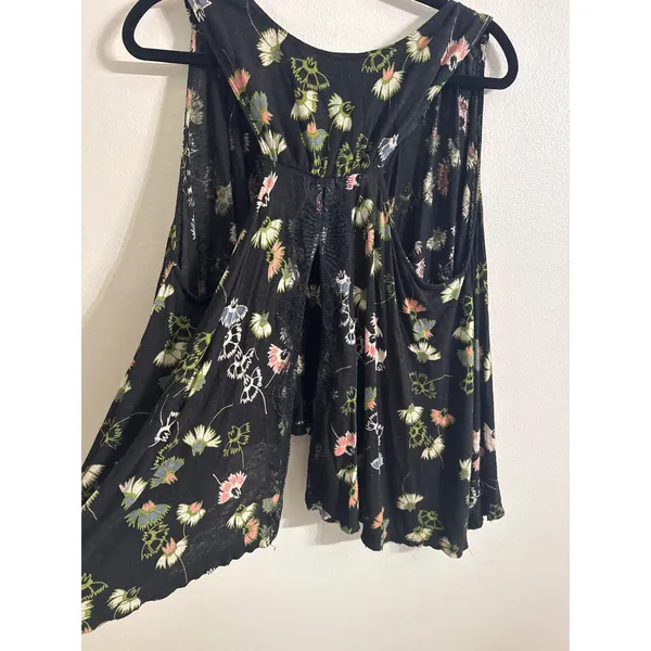 Free People Love Potion Black Top Boho Cottage Coquette Lace Black Medium Womens - Image 6