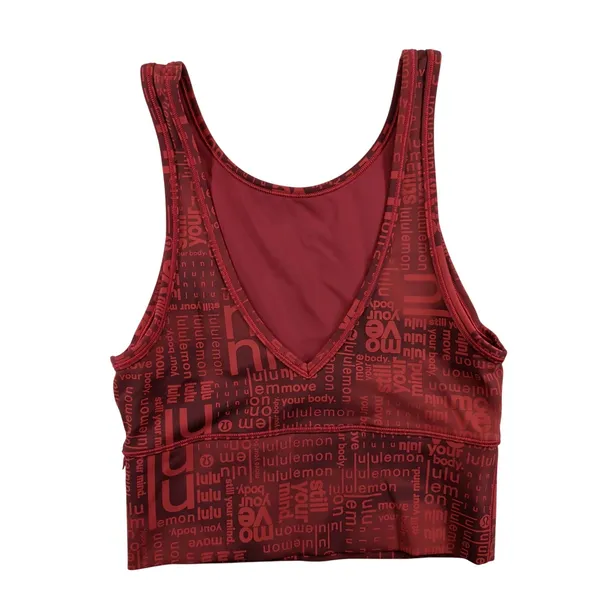 Lululemon Power Pivot Tank Top Ribbed‎ Wordmark Red Reversible Sports Bra Tank S - Image 2
