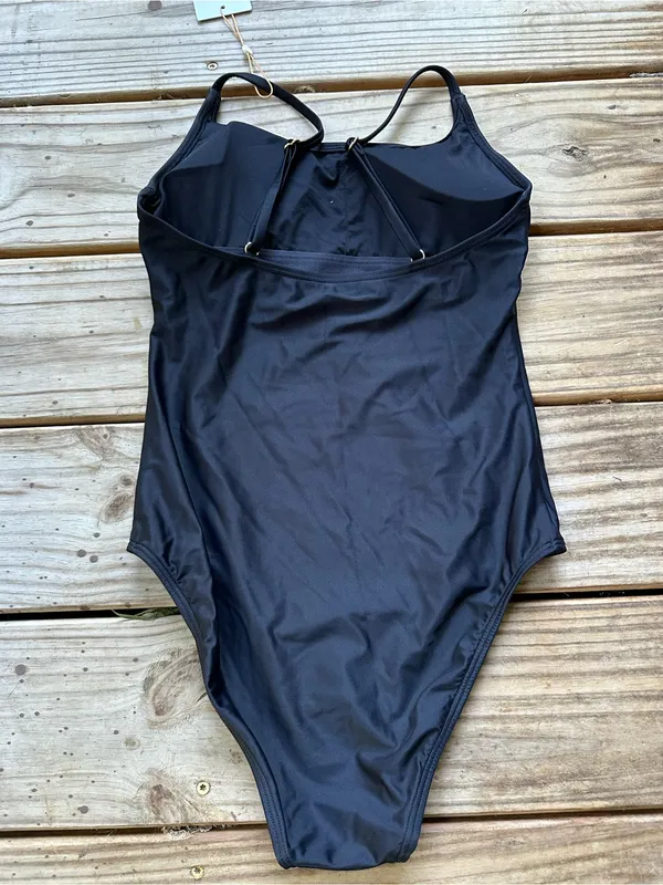 NWT Quince Italian Cami one piece swimsuit black - Image 4