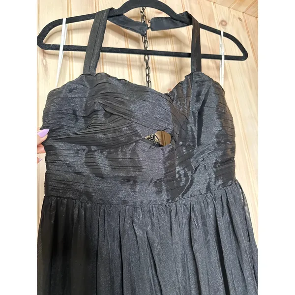 NWT Lulus Marvelous Impression Black Pleated Halter Cutout Maxi Dress Holiday L - Image 4
