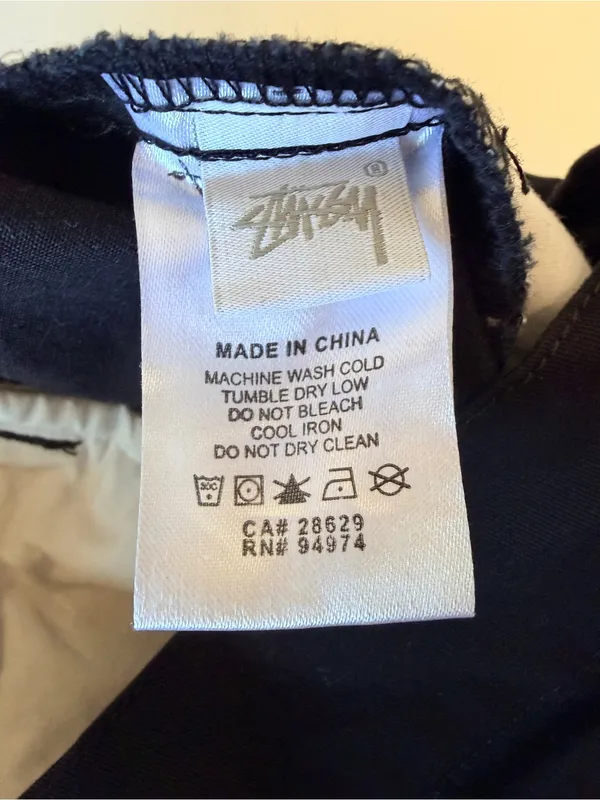 STUSSY women's cotton pull up straight leg pants black, size L - Image 12