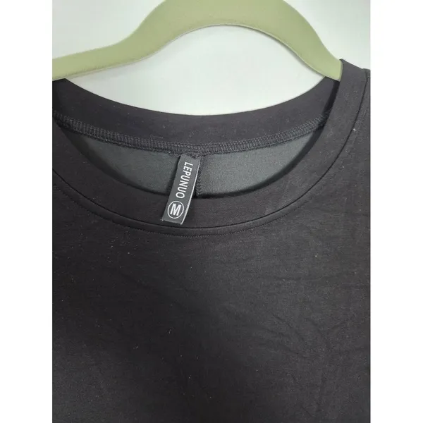 Lepunuo Black T-shirt Dress Super Soft Pockets Comfy Side Slits Casual Basic M - Image 6