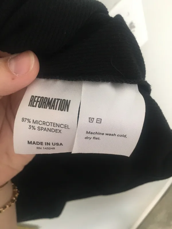 Reformation Square Neck Tee With Puff Sleeves XL Black top - Image 5