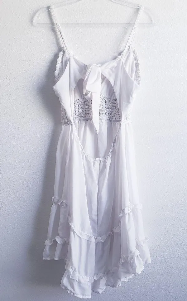 Free People Crochet Ruffle Mini Bohemian Dress - Image 5