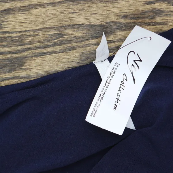 NWT Ny Collection Womens Petite Flutter Sleeve Ruffle Midi Dress Navy Blue PM - Image 6