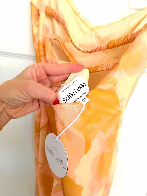 Selfie Leslie Warmth Of Love Mesh Maxi Dress Orange Pink Peach Yellow Large NWT - Image 12