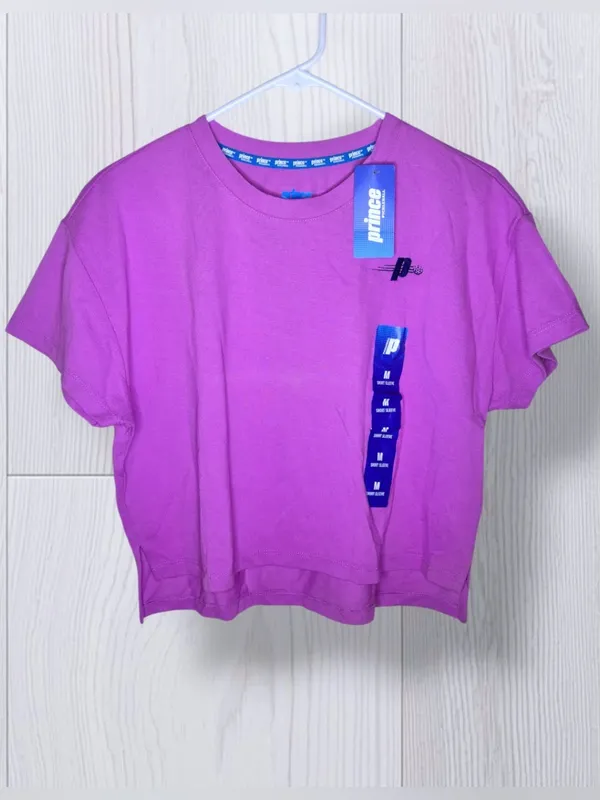NWT PRINCE Purple Short Sleeve Boxy Crop Top | Pickleball Tennis Tee - Image 3