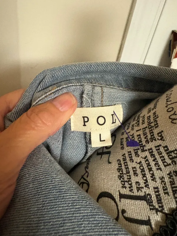 POL Patchwork Denim Jacket Shirt M - Image 8