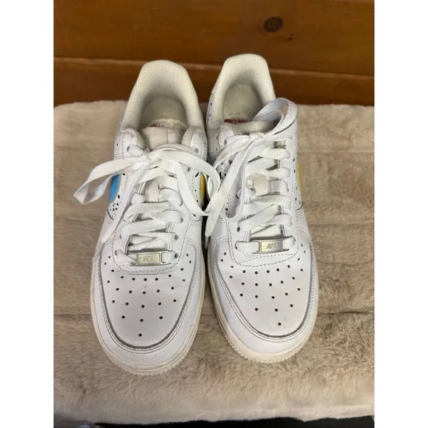 Nike Womans Air Force 1 Custom sneakers blue/yellow Sz 5.5 DD8959-100 - Image 6
