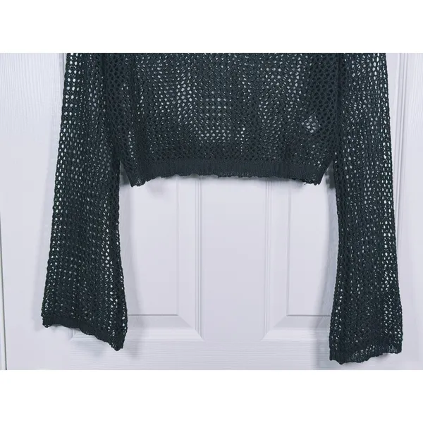 Superdown Whimsigoth Crochet Open Knit Crop Top XS Black Y2K Festival Rave Goth - Image 7