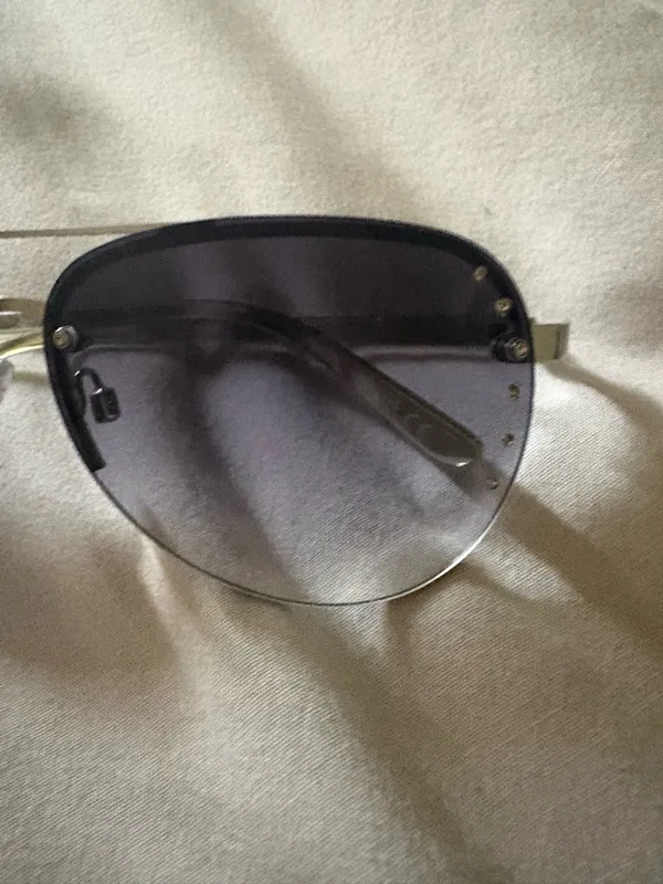 Women’s Diamond Stud Silver Metal Aviator Sunglasses Gradient Gray Lightweight Purple - Image 3