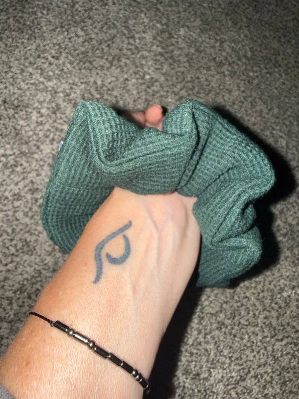 PARKE Forest Green Waffle Knit Hair Scrunchie - Image 3