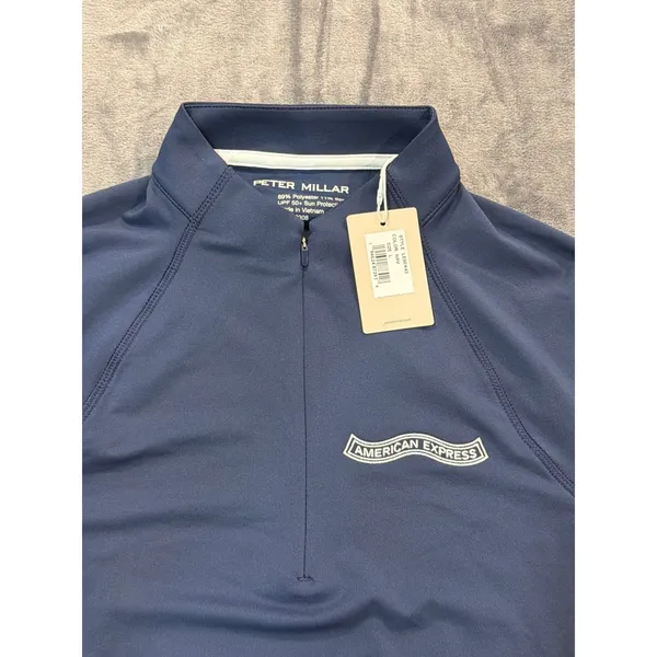 NWT Peter Millar Quarter Zip Pullover Womens Navy American Express UPF 50+ Large - Image 2