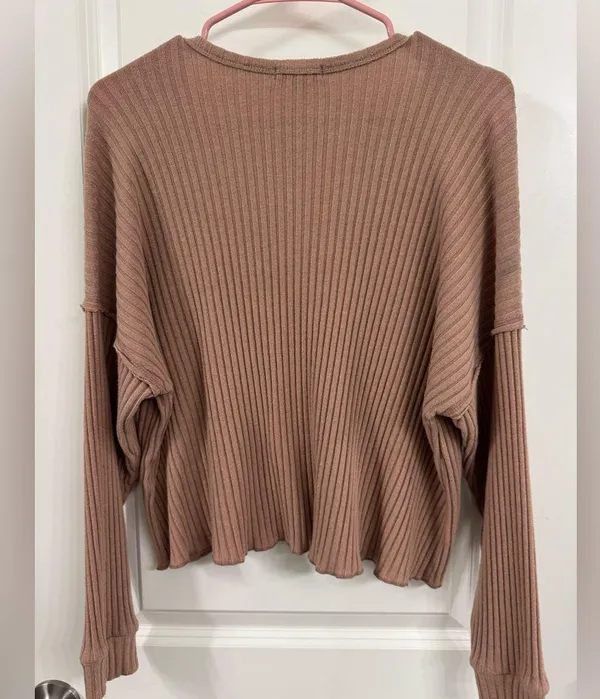 Billabong Essentials Ribbed Knit Top in Tan - Image 3