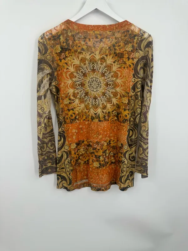 Vintage Y2K Whimsical Fairycore Long Sleeve Shirt Size Medium Rhinestone Boho - Image 6