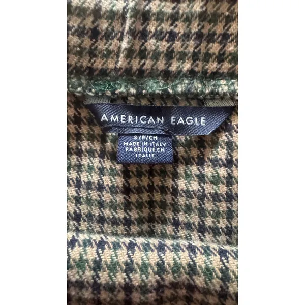 American‎ Eagle Green Houndstooth Plaid Mini Skirt Made in Italy Small - Image 2