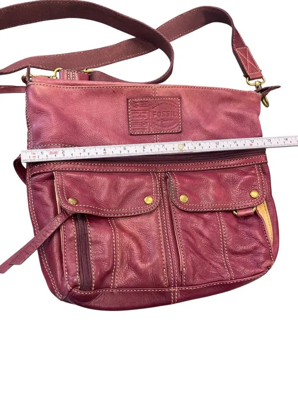 Fossil VTG wms red gold ware leather crossbody shoulder handbag SKU 10-050 - Image 3
