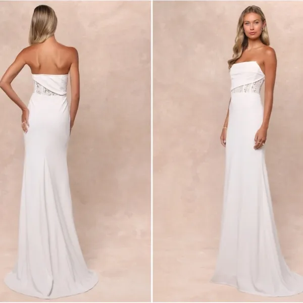 LULUS Bridal Wedding Sophisticated Elegant Corset Chic Lace Mermaid Gown - Image 4