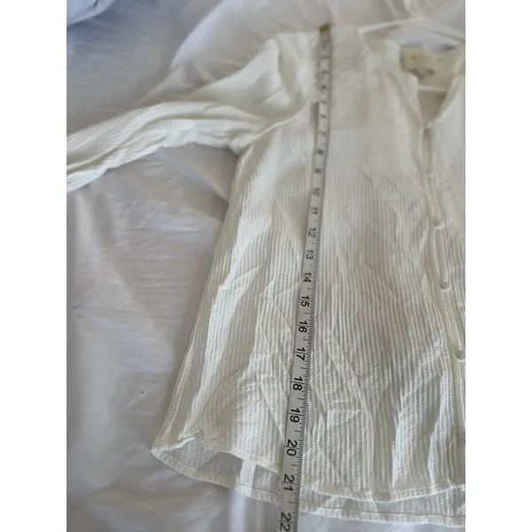 EUC Sézane Clém Sz38 White Long Sleeve Ecru Shirt Lace Details Textured Business - Image 4