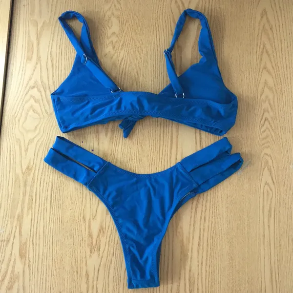 Womens Zaful 2Pc Sexy Bikini Swimsuit Cheeky Tealish Blue Size 6 - Image 4