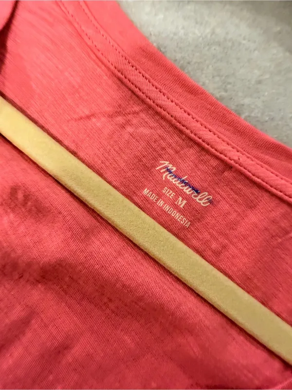 NWOT Madewell Size M Pink V Neck Short Sleeve Lightweight Slub Cotton Top - Image 6