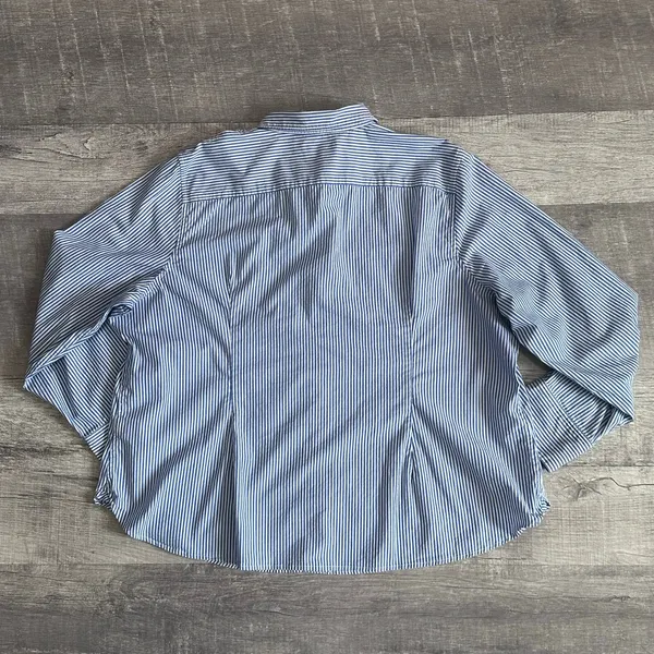 JCrew Cotton Stretch Slim Fit Poplin Shirt Womens 22 Button Up Blue Stripe AW239 - Image 5