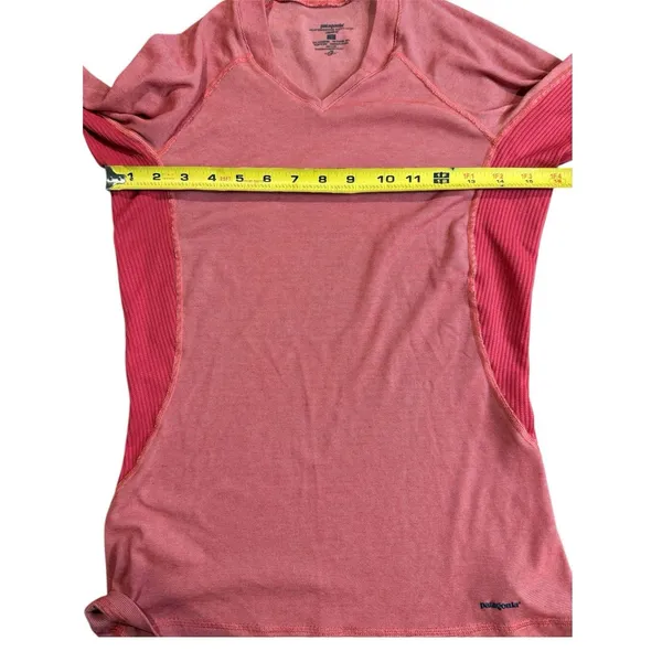 Patagonia Shirt Women’s Small Red Capilene Base Layer V Neck Long Sleeve Trail - Image 6