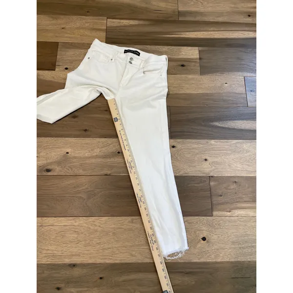 Express Jeans Cropped Denim Legging Size 8R Mid Rise Frayed Hem - Image 6