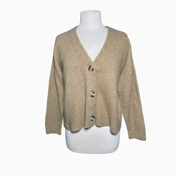 MADEWELL Women’s Preppy Rib Knit Button Up Wool Blend Cardigan - Image 2
