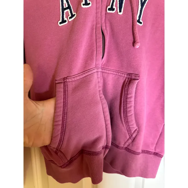 Abercrombie‎ Fitch AFNY Pink Zip Up Hoodie Sweatshirt Women's XS Y2K - Image 2