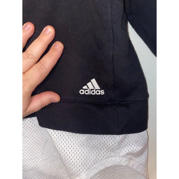 Women's Adidas Dual Layer Mesh French Terry Pullover Black White Size XL‎ - Image 3