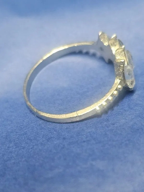 Silver Tone Marquise Cut CZ Ring Size 6 75 - Image 6
