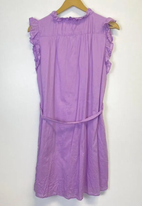 Elan Purple Ruffle Button Down Waist Tie Dress - Image 7