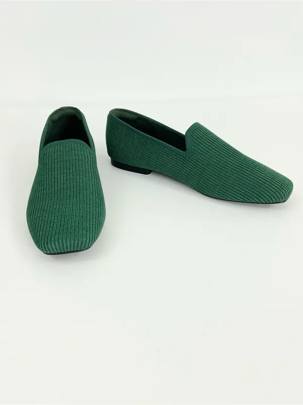 Vivaia Samantha Walker Forest Green Square-Toe Loafers Size 41 or US 9.5 - Image 3