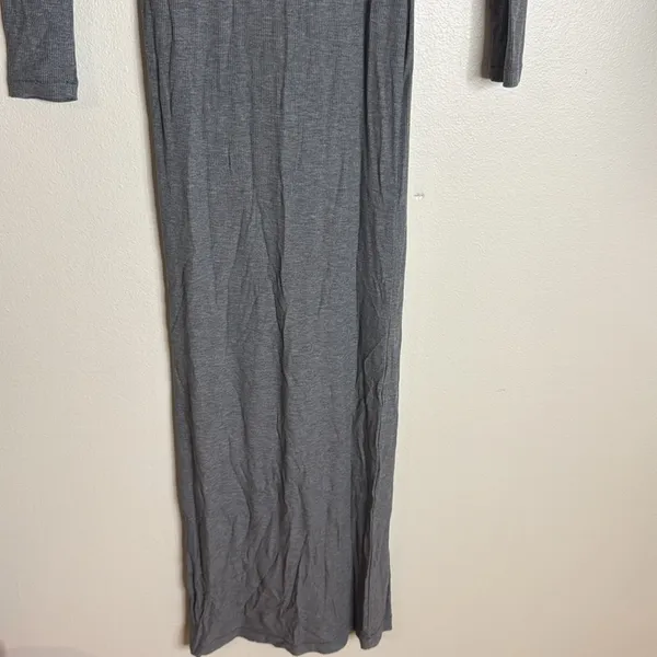 SKIMS Soft‎ Lounge Long Ribbed Long Sleeve Maxi Dress Heather Gray Size XS - Image 8