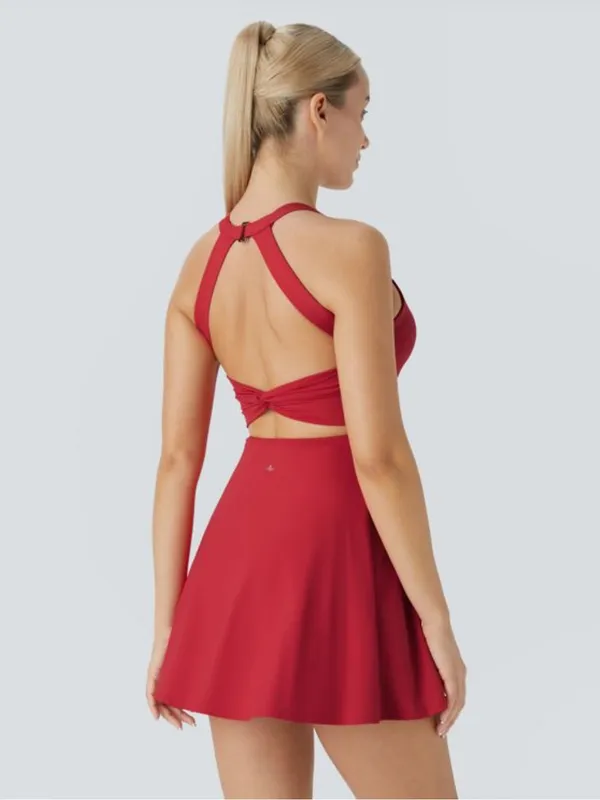 Halara | Backless Twisted Easy Peezy Tennis Dress | Salsa | Large (10/12) - Image 2