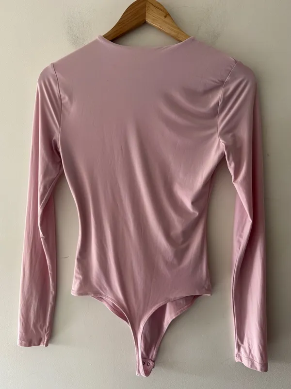 Abercrombie‎ & Fitch Soft Baby Pink High Neck Long Sleeve Bodysuit - Image 3