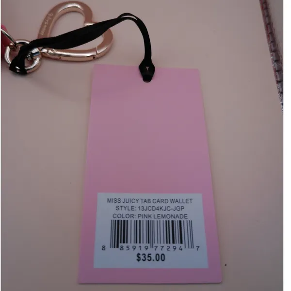 Juicy Couture Pink Lemonade Monogram Tab‎ Card Wallet Y2K Heart Clip Keyring NEW - Image 3