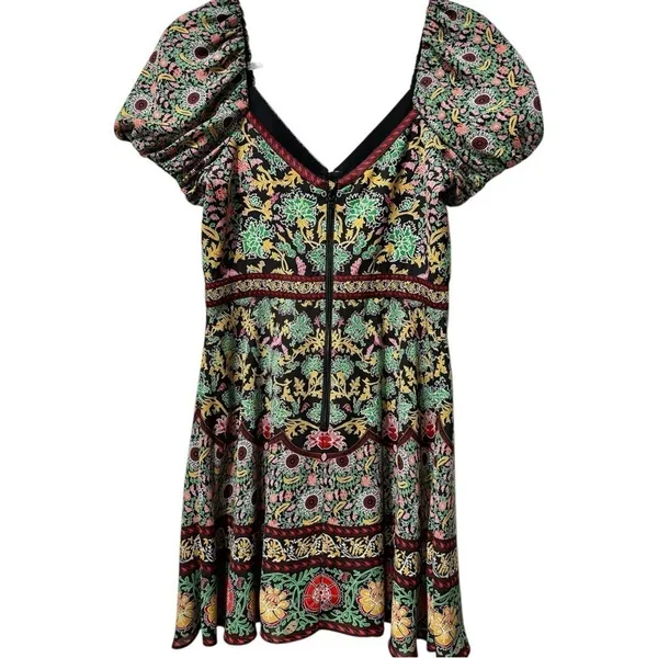 Alice + Olivia Dana Puff Sleeve‎ Fit & Flare Floral Mini Dress Size 4 - Image 2