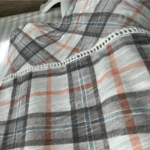Boutique Mixed Media Striped Top XL Cotton Blend Cuffed Long Sleeve EUC - Image 9