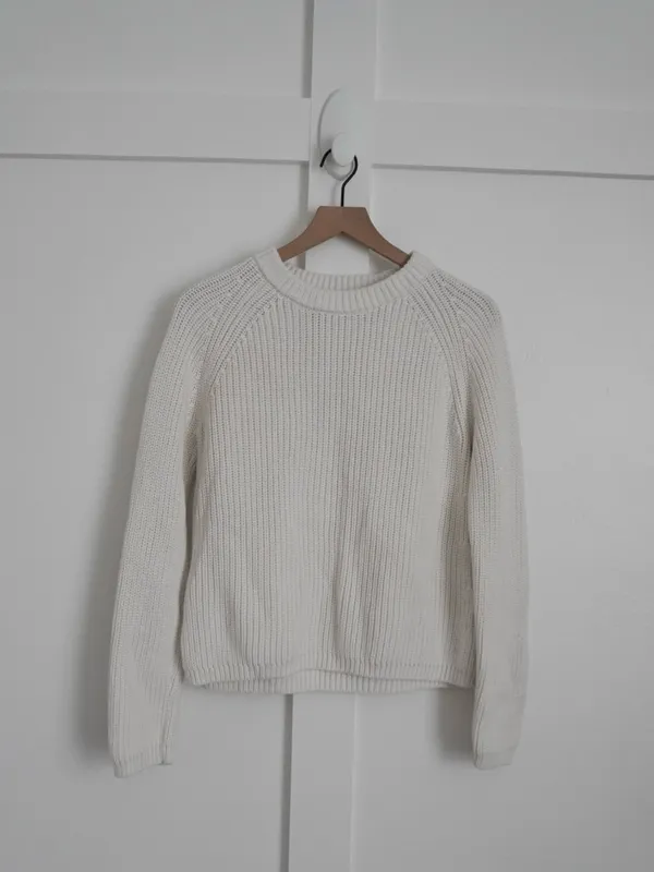 Quince Organic Cotton Fisherman Crew Sweater Ivory - Image 3
