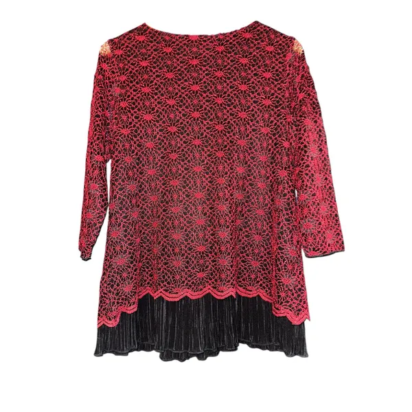 Christopher Banks Lace Blouse Floral‎ Womens Med Tiered Textured Asian Inspired - Image 5