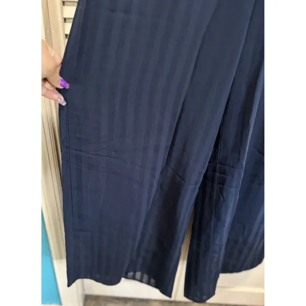 Lulus Navy Blue Halter Wide Leg Pant Jumpsuit Size Large Lined Zip Back‎ Chiffon - Image 3