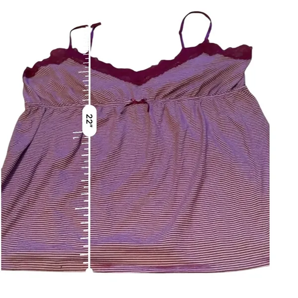 Old Navy Intimates Camisole‎ Large Purple Stripe Lace Trim Sleep Lounge Y2K Soft - Image 7