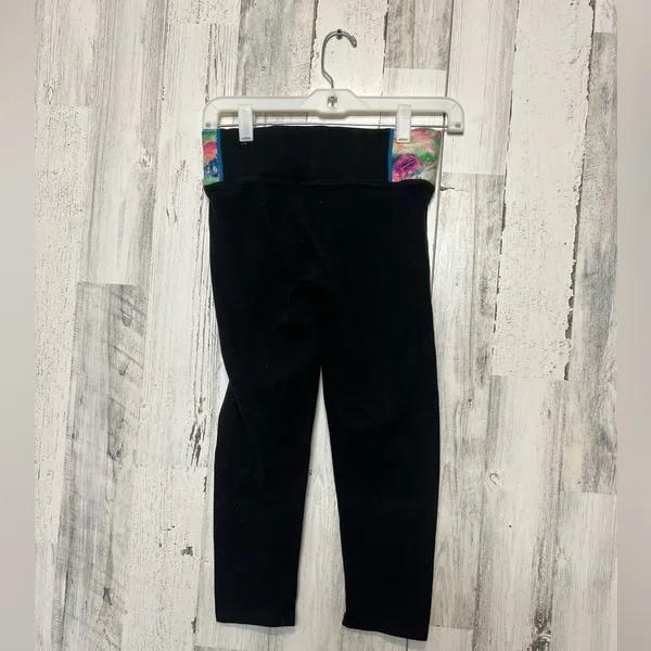 PINK Yoga Victoria’s Secret Cropped Leggings XS Black Workout Pants High Rise At - Image 3