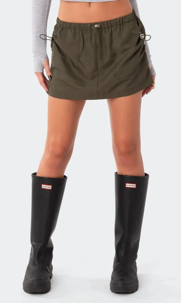 Edikted Dark Green Mini Skirt - Image 2
