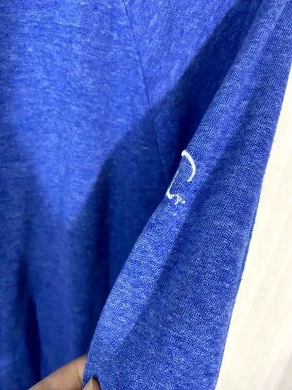 Blue Long Sleeve Shirt Lightweight Crewneck Casual Basic Soft Top - Image 4