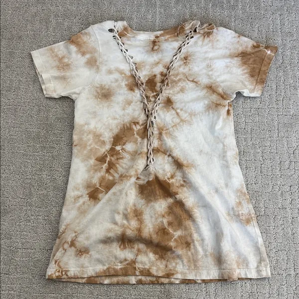 Affliction Tye Dye Slices Tee cow skull braided - Image 4