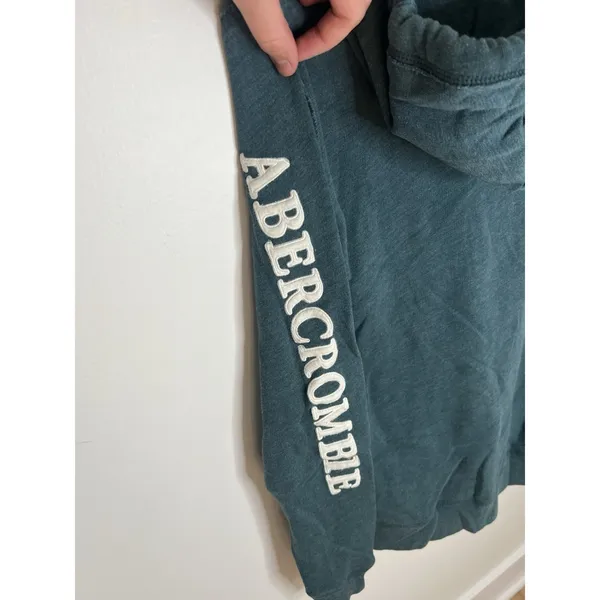 Abercrombie & Fitch Women Small Blue Full Zip Y2K Jacket Hooded Logo Sleeve 90's - Image 4